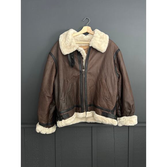 Vintage Other - Vintage Leather B3 Aviator Brown Bomber Jacket Lloyd Elliots Country Club Size M